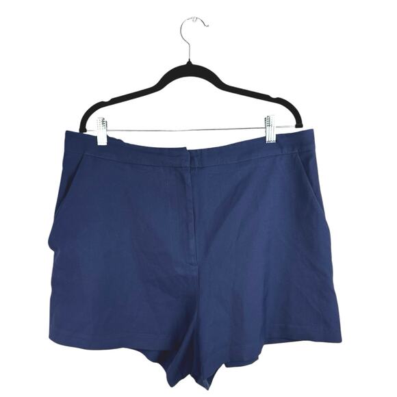 ASOS Women's Blue High Waist Wide Leg Zipper Pockets Casual Mini Shorts Size 14 - Picture 2 of 4